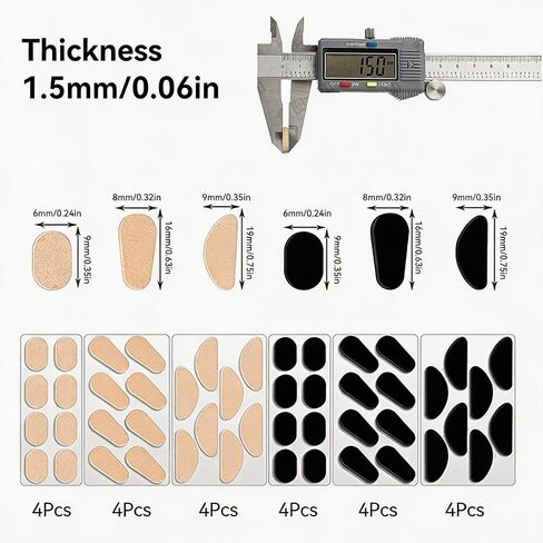 96 Pairs Foam Nose Pads for Eyeglasses, Self-Adhesive Non-Slip Glasses Nose Pad Cushion, Soft Bridge Pads in Multiple Shapes and Colors for Sunglasses and Plastic Frames (6 * 4) (Black+Skin) in Saudi Arabia