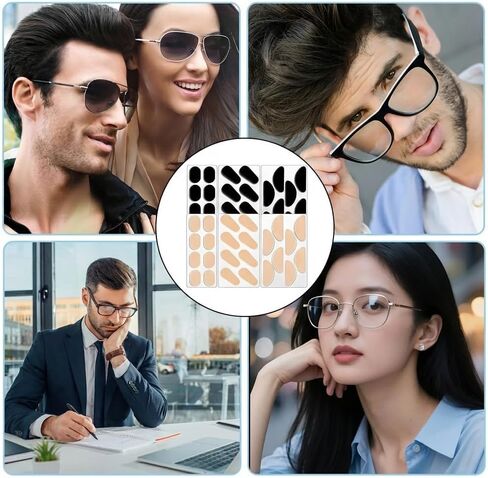 96 Pairs Foam Nose Pads for Eyeglasses, Self-Adhesive Non-Slip Glasses Nose Pad Cushion, Soft Bridge Pads in Multiple Shapes and Colors for Sunglasses and Plastic Frames (6 * 4) (Black+Skin) in Saudi Arabia
