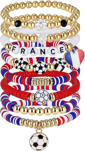 8 Pack Soccer Bracelets for Women, World Cup 2026 Game Day Mom Accessories & Outfits Jewelry Sports Fans Gifts, Stackable Beaded Football Bracelets Soccer Essentials in Saudi Arabia