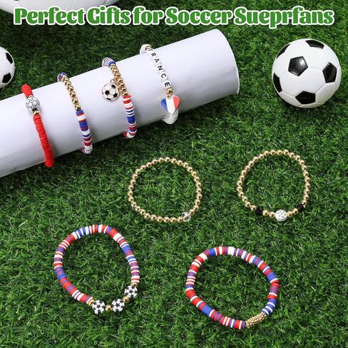 8 Pack Soccer Bracelets for Women, World Cup 2026 Game Day Mom Accessories & Outfits Jewelry Sports Fans Gifts, Stackable Beaded Football Bracelets Soccer Essentials in Saudi Arabia