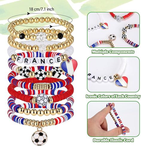 8 Pack Soccer Bracelets for Women, World Cup 2026 Game Day Mom Accessories & Outfits Jewelry Sports Fans Gifts, Stackable Beaded Football Bracelets Soccer Essentials in Saudi Arabia