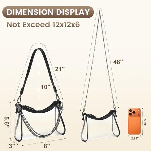Clear Crossbody Bag Stadium Approved, TPU Transparent Mini Purse for Women, Waterproof Small Clear Concert Bag for Sports Games, Concerts & Events in Saudi Arabia