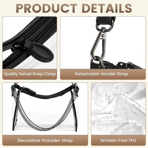 Clear Crossbody Bag Stadium Approved, TPU Transparent Mini Purse for Women, Waterproof Small Clear Concert Bag for Sports Games, Concerts & Events in Saudi Arabia