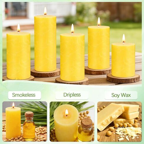 Citronella Candles Outdoor - Set of 6 Citronella Pillar Candles for Patio, Summer Outdoor Candles Bulk for Home, Soy Wax Candle for Garden Camping Party Yard Balcony,Wedding Decoration Candle for Home in Saudi Arabia
