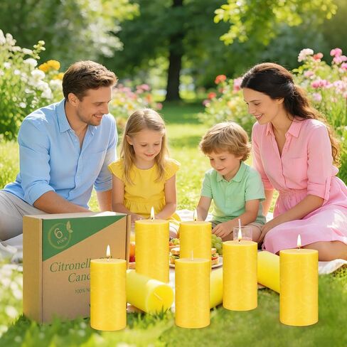 Citronella Candles Outdoor - Set of 6 Citronella Pillar Candles for Patio, Summer Outdoor Candles Bulk for Home, Soy Wax Candle for Garden Camping Party Yard Balcony,Wedding Decoration Candle for Home in Saudi Arabia