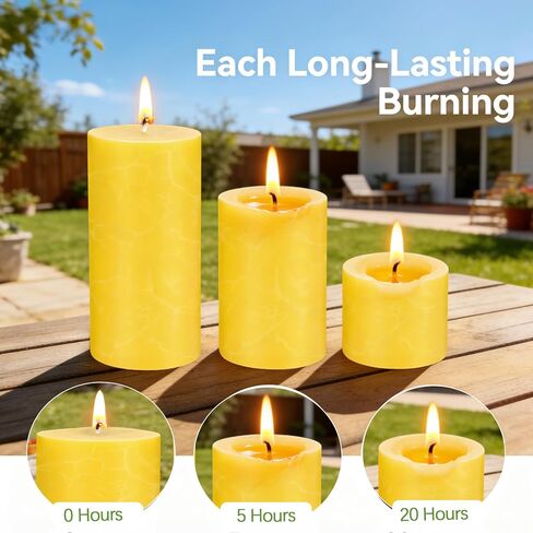 Citronella Candles Outdoor - Set of 6 Citronella Pillar Candles for Patio, Summer Outdoor Candles Bulk for Home, Soy Wax Candle for Garden Camping Party Yard Balcony,Wedding Decoration Candle for Home in Saudi Arabia