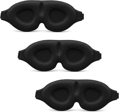 3 Pack 3D Contoured Sleep Eye Mask, Soft Breathable Blackout Eye Mask with Adjustable Strap Zero Eyes Pressure Cup Blindfold for Men Women Travel Naps Meditation Plane Game in Kuwait