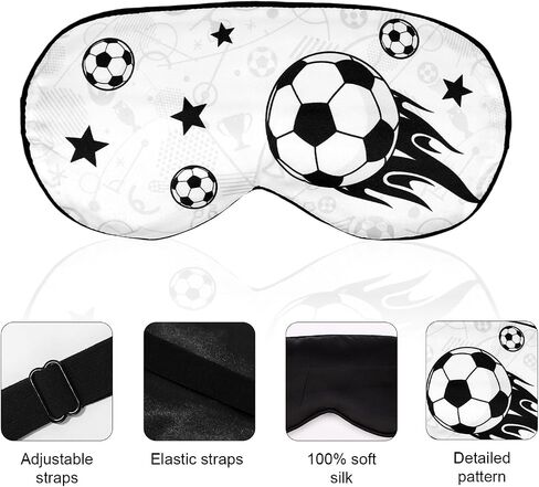Soccer Sleep Mask for Teens, Football Themed Blackout Eye Sleeping Mask with Adjustable Elastic Strap Soft & Breathable Eye Cover for Home Office Travel Party in Kuwait