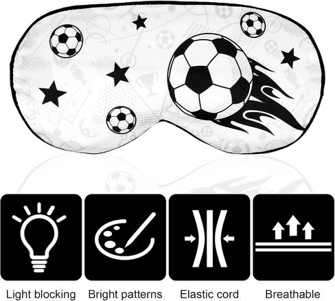 Soccer Sleep Mask for Teens, Football Themed Blackout Eye Sleeping Mask with Adjustable Elastic Strap Soft & Breathable Eye Cover for Home Office Travel Party in Kuwait