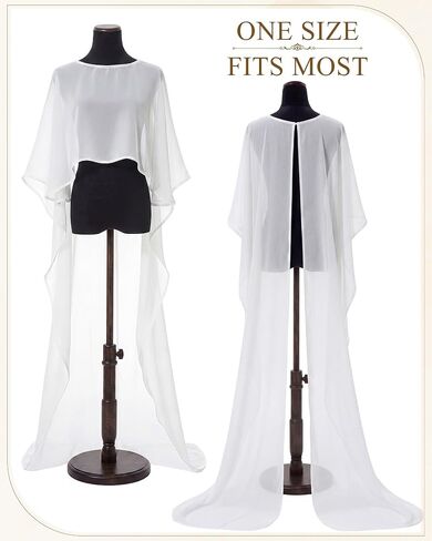JenPen Chiffon Shawl Wrap for Women Evening Dresses, Elegant Flowy Sheer Poncho Wrap with Floor Tulle for Prom Wedding Party in Kuwait