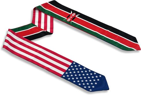 USA And Kenya Flag Graduation Stole,Satin Embroidery Graduation Sash for International Students,72 Inch Length. in Saudi Arabia