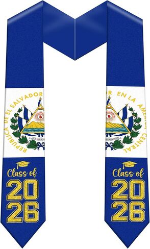 Class of 2026 El Salvador Graduation Stole, 72 Inch Satin Graduation Sash for Commencement, Graduation Gifts in Saudi Arabia