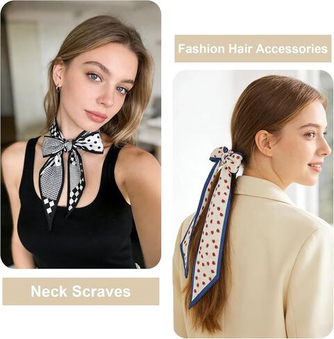 ZLFSRQ 20Pcs Purse Scarf for Handbags Vintage Silk Head Neck Scarf for Women Fashion Long Skinny Hair Scarves Accessories Stylish Bag Scarves Bulk Versatile Ribbon Satin Hair Wrist Headband Gifts in Saudi Arabia
