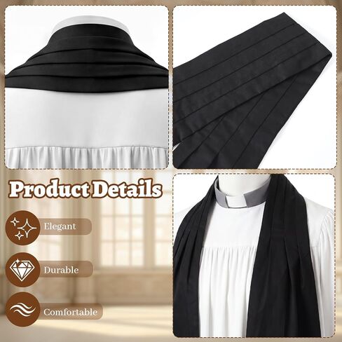 Cuffbow 100" Long Clergy Tippet for Women Men Liturgical Scarf with Pleated Neck Design in Saudi Arabia