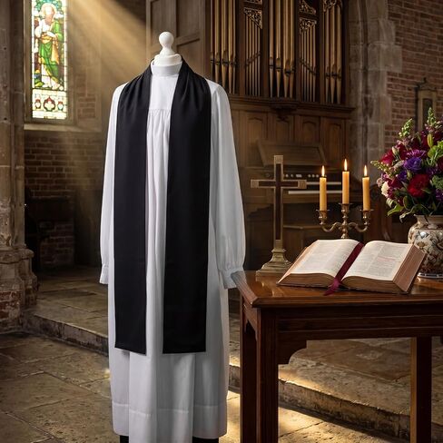 Cuffbow 100" Long Clergy Tippet for Women Men Liturgical Scarf with Pleated Neck Design in Saudi Arabia