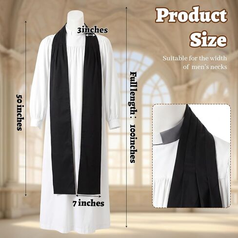 Cuffbow 100" Long Clergy Tippet for Women Men Liturgical Scarf with Pleated Neck Design in Saudi Arabia