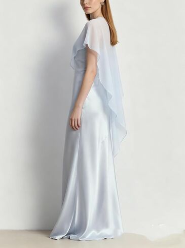 Women Chiffon Shawl Wraps for Evening Dresses Mesh Sheer Cape Capelets Top Bridal Wedding Party Cover Up in Kuwait