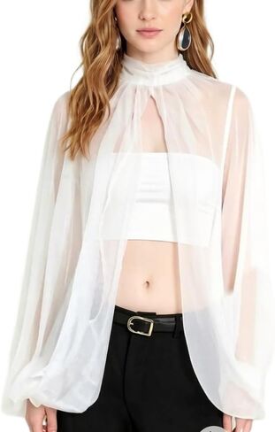Women Sheer Shawl Cape Lace Floral Batwing Sleeve Blouse Mesh Poncho Top Shrug Bolero Cover Up Wedding Party in Kuwait