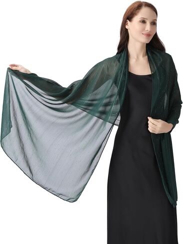 Women's Sheer Chiffon Shawl Wrap Scarf With Silver Thread,Lightweight Sparkling Rhinestone Versatile Hijab Stole in Saudi Arabia