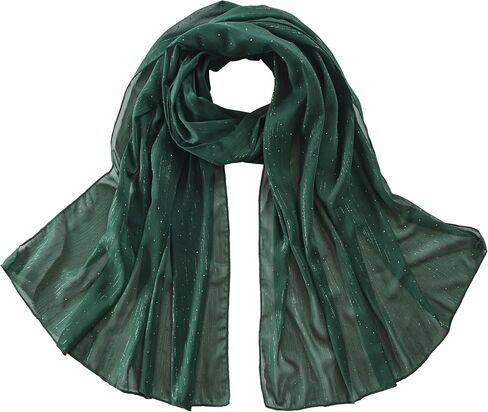 Women's Sheer Chiffon Shawl Wrap Scarf With Silver Thread,Lightweight Sparkling Rhinestone Versatile Hijab Stole in Saudi Arabia