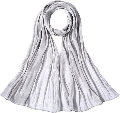 Yolev Silver Shawl for Formal Dress Soft Scarf Shawl Fashion Silver Wrap Warm Long Formal Wraps for Evening Dresses Halloween Bridesmaid Wedding Party Silky Scarves in Saudi Arabia