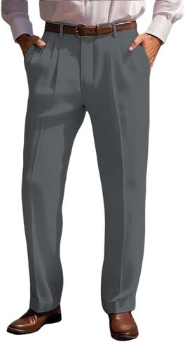 Men's Linen Casual Pants Adjustable Waist Straight Leg Pants Rolled Hem Breathable Summer Beach Vacation Trousers in Saudi Arabia