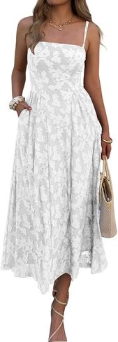 Women's Boho Summer Maxi Dress with Pockets Casual Floral Spaghetti Strap Flowy Long Dresses Beach Sundress in Saudi Arabia