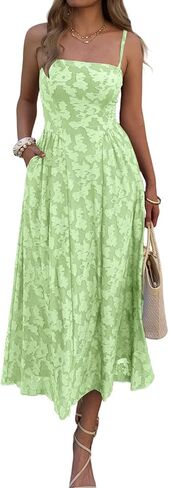 Women's Boho Summer Maxi Dress with Pockets Casual Floral Spaghetti Strap Flowy Long Dresses Beach Sundress in Saudi Arabia