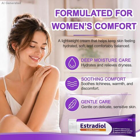 Estradoli Cream for Women, Estrogen Cream for Vaginal Dryness Relief, Menopause Support, Helps Soothe Itching, Burning & Discomfort, Intimate Moisturizing Cream, 30g in Kuwait