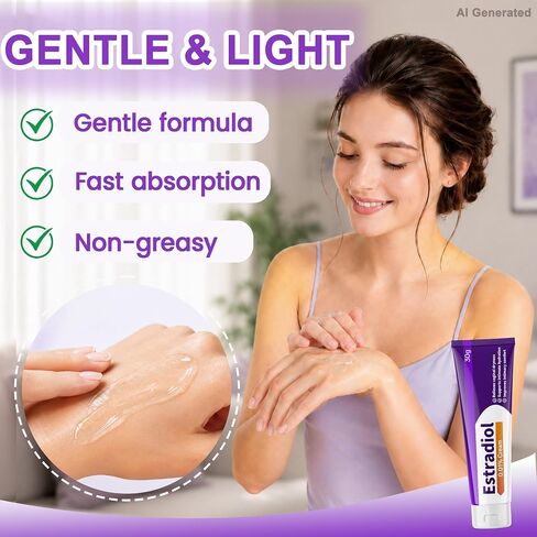 Estradoli Cream for Women, Estrogen Cream for Vaginal Dryness Relief, Menopause Support, Helps Soothe Itching, Burning & Discomfort, Intimate Moisturizing Cream, 30g in Kuwait