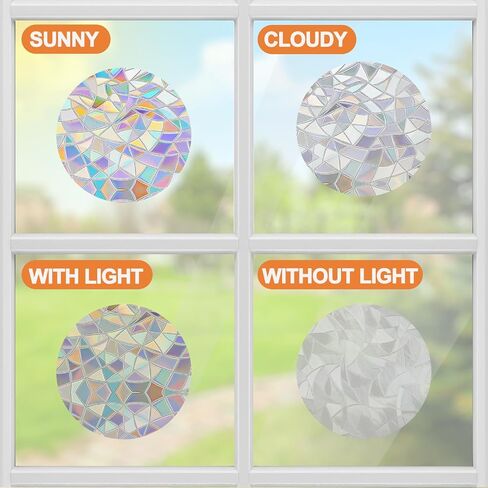 210 PCS Window Clings for Bird Strikes, Suncatcher Stickers Rainbow Window Clings Prevent Birds from Hitting Glass Windows, Anti-Collision Decals (210 Pack Round) in Kuwait
