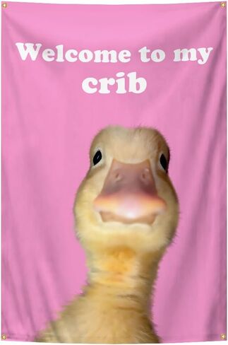 Welcome to My Crib Flag 2x3 Feet Funny Tapestry with 4 Brass Grommets for College Dorm Living Room Bedroom Home Office Wall Decor or Outdoor Courtyard Decor (pink) in Saudi Arabia