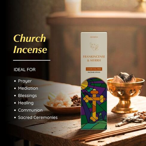 Frankincense & Myrrh Luxury Incense Sticks by Aromafume| 3x30 Sticks for Prayer, Meditation, Aromatherapy, Purification & Protection| Charcoal Free| Long Lasting Aroma, Spiritual Gifts in Kuwait