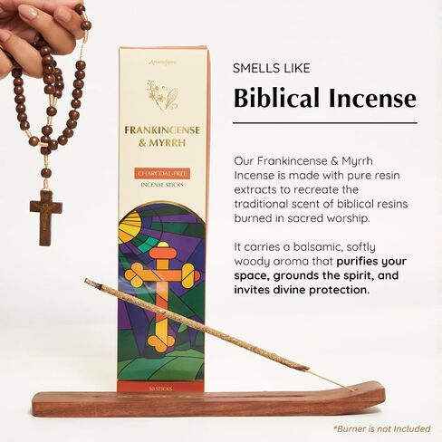 Frankincense & Myrrh Luxury Incense Sticks by Aromafume| 3x30 Sticks for Prayer, Meditation, Aromatherapy, Purification & Protection| Charcoal Free| Long Lasting Aroma, Spiritual Gifts in Kuwait