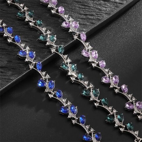 Bohemian style tennis bracelet paired into zircon branch bracelet, floral design jewelry for women, perfect for everyday wear, parties and gifts in Kuwait