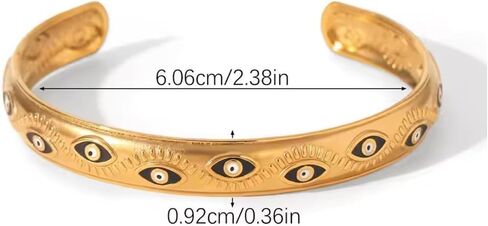 Evil Eye Cuff Bracelet for Women - 18K Gold Plated Enamel Adjustable Open Eye Bangle - Protection Jewelry - Boho Waterproof Anti-tarnish Bracelet Gift in Saudi Arabia