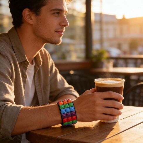 سوار إيمو من إكسسوارات المشهد، سوار معصم من جلد الدوبامين مرصع بثلاثة صفوف، سوار من جلد الدوبامين من نوع بانك روك جوث للرجال والنساء، مجوهرات قابلة للتعديل على ملابس الشارع للحفلات (أزرق أسود) in Kuwait