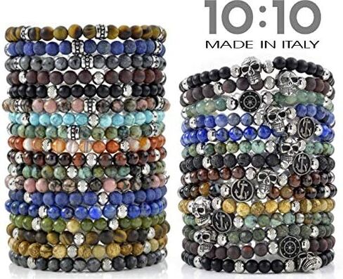 10:10 Beaded Bracelet for Men and Women – Natural African Turquoise Gemstones and Stainless Steel – Adjustable & Durable & Elegant – Made in Italy in Saudi Arabia