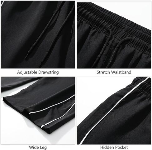 Men's Baggy Parachute Pants Loose Casual Wide Leg Y2K Lightweight Quick Dry Deep Pockets Urban Pants in Saudi Arabia