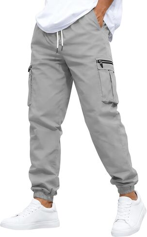 Ntrlv Men's Cargo Jogger Pants Elastic Waist Drawstring Tapered Casual Pants with Multi Pockets in Saudi Arabia