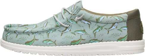 HEYDUDE Men's Wally Bluewater Iceberg Green Size 15 Slip-On Shoes, Lightweight Breathable Canvas with Slip-Resistant Traction for Daily Wear in Kuwait