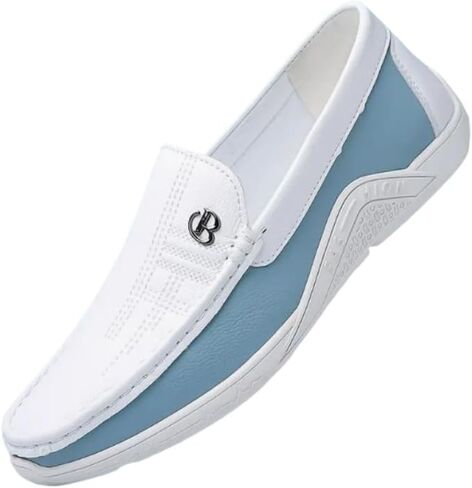 Men's Trendy Color Block Slip On Loafer Shoes, Comfy Non Slip Rubber Sole Casual Durable Walking Shoes, Men's Business Style Footwear in Kuwait