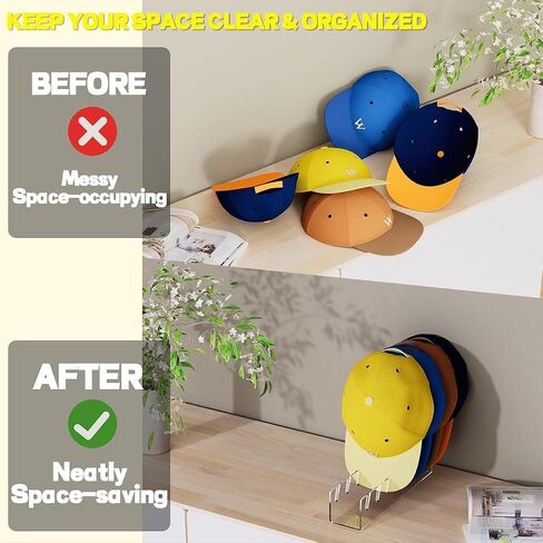 Hat Stand for Baseball Caps Display and Organizer No Install Acrylic Hat Holder for 14 Baseball Caps Hat Racks Storage for Bedroom,Closet,Dresser,Entrance 2 Pack(Clear) in Saudi Arabia
