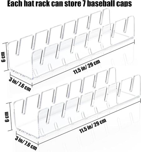 Hat Stand for Baseball Caps Display and Organizer No Install Acrylic Hat Holder for 14 Baseball Caps Hat Racks Storage for Bedroom,Closet,Dresser,Entrance 2 Pack(Clear) in Saudi Arabia