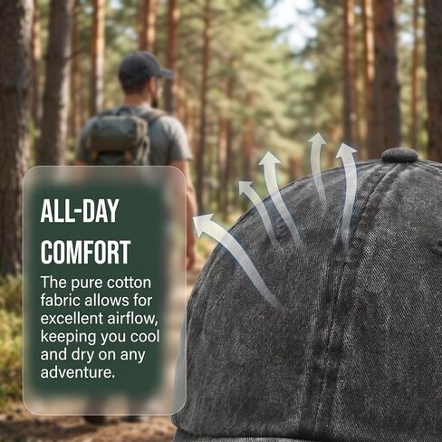 Funny Bigfoot Mountain Embroidered Washed Baseball Cap, Sarcastic Outdoor Hiking Dad Hat, Vintage Adjustable Cotton Hat for Men Women Black in Saudi Arabia