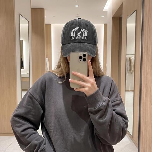 Funny Bigfoot Mountain Embroidered Washed Baseball Cap, Sarcastic Outdoor Hiking Dad Hat, Vintage Adjustable Cotton Hat for Men Women Black in Saudi Arabia
