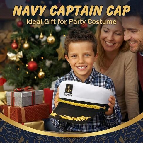 Captain-Hat-Adult-White: Sailor Hat with Adjustable Snapback Yacht Rock Cap for Men Women Marine Admiral Costumes, Halloween Party Cosplay Boat Accessory in Saudi Arabia