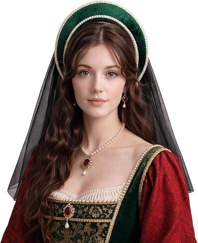 RoleplayCos Tudor French Hood Queen Anne Boleyn Costume Hat Headwear Elizabethan Renaissance Headband Headpiece in Saudi Arabia