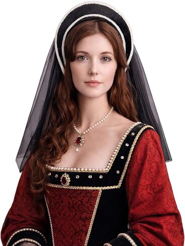 RoleplayCos Tudor French Hood Queen Anne Boleyn Costume Hat Headwear Elizabethan Renaissance Headband Headpiece in Saudi Arabia