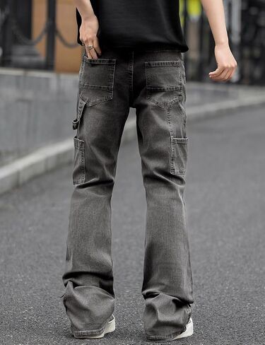 Rexcyril Men's Stacked Jeans Slim Fit Skinny Stretchy Denim Pants Y2k Flared Streetwear Trousers in Saudi Arabia